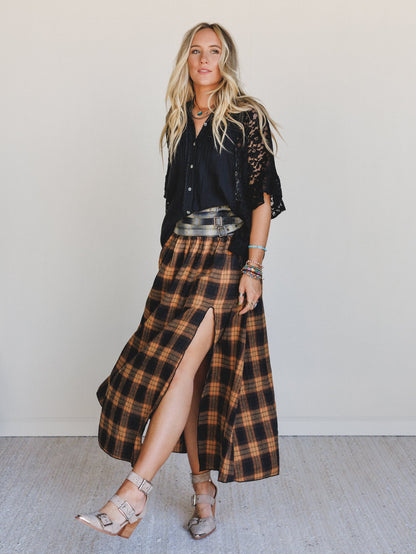 Dusk Meadow Maxi Skirt - Orange