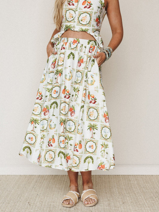 Adventure Awaits Skirt - Ivory Multi