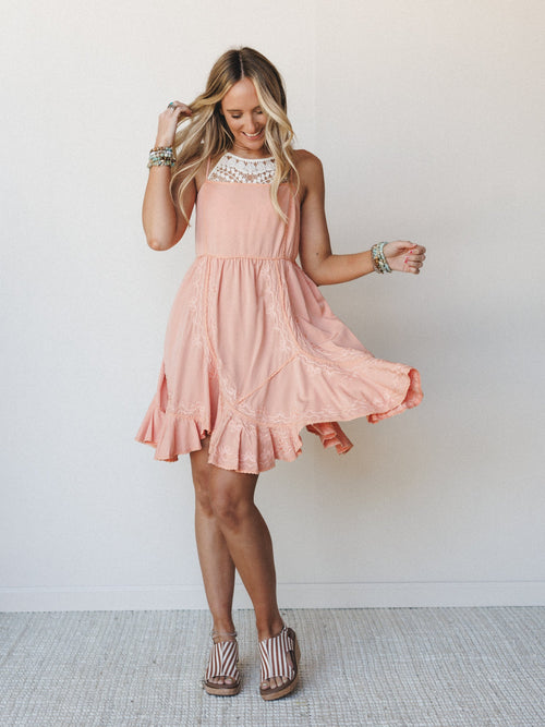 Georgia Mini Dress - Coral Orange