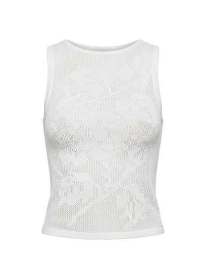Cypressa Crochet Boat Neck Top Antique White