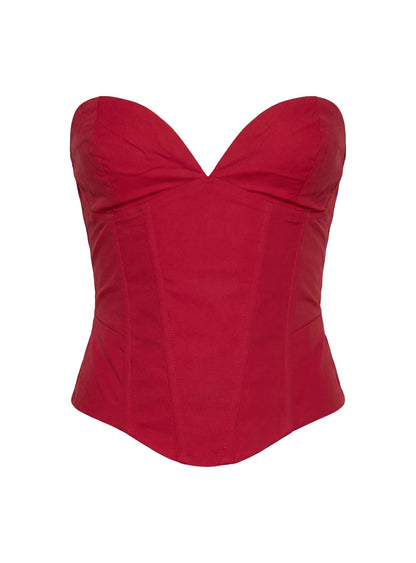 Isalina Strapless Corset Top Red