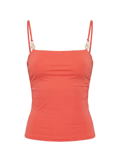 Isameika Beaded Tank Top Coral