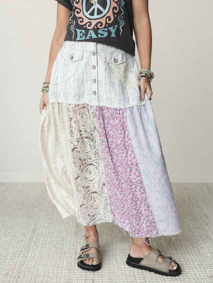 Color Hues Maxi Skirt - Blue Multi
