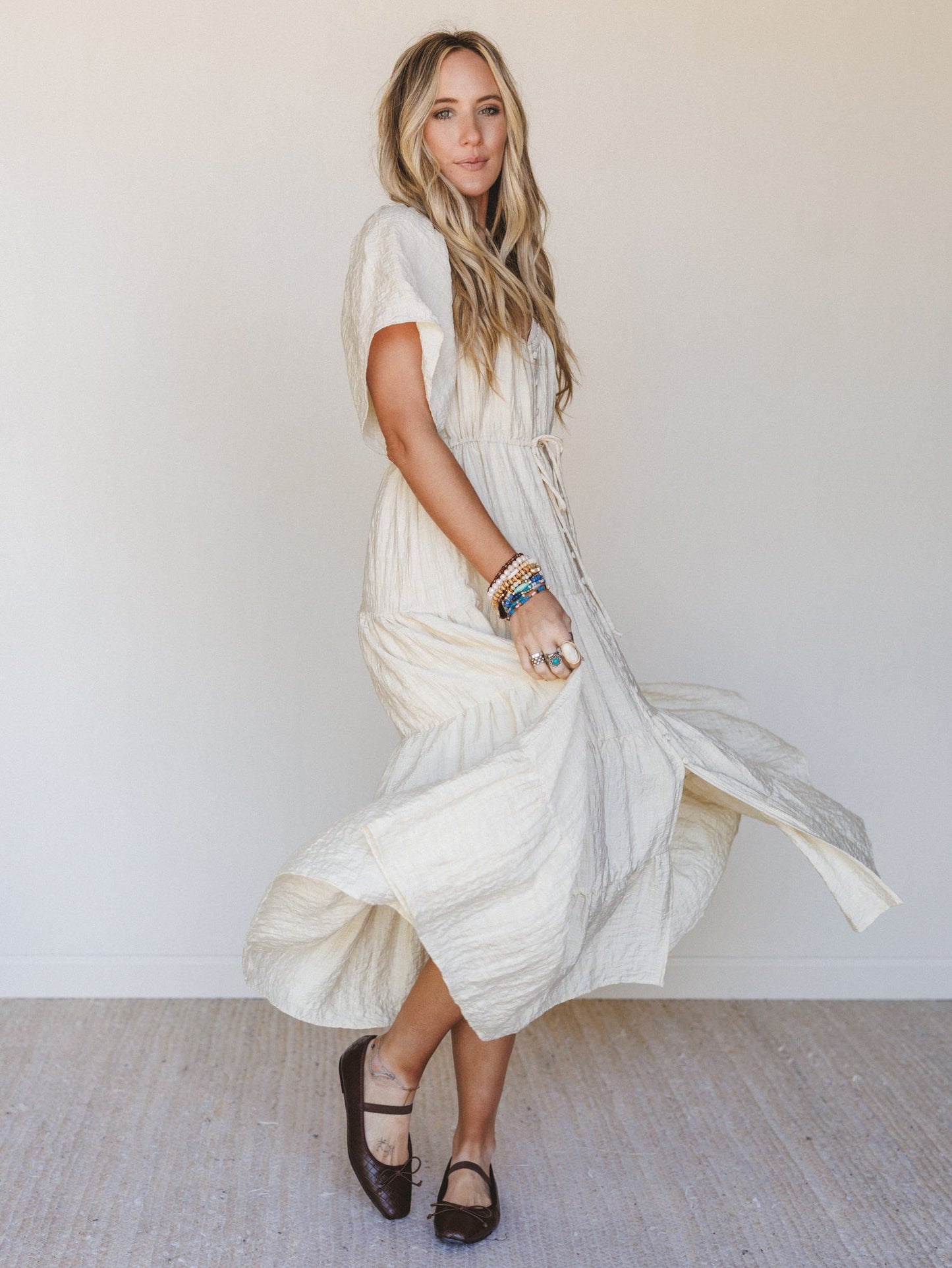 Dandelily Tiered Maxi Dress - Natural
