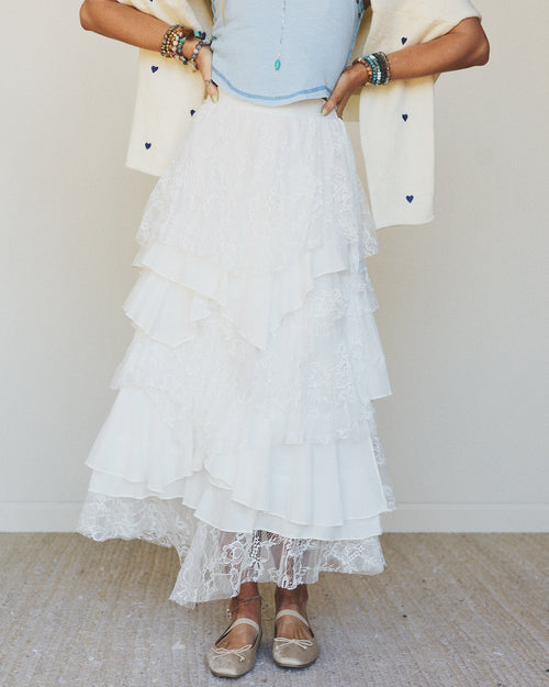 Quiet Getaway Lace Maxi Skirt - Off White