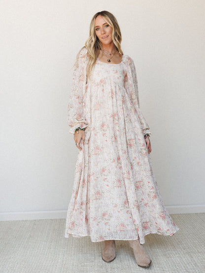 Garden Memories Maxi Dress - Cream Multi