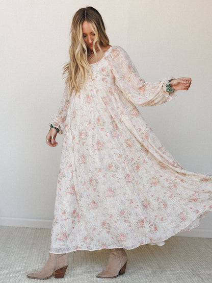 Garden Memories Maxi Dress - Cream Multi