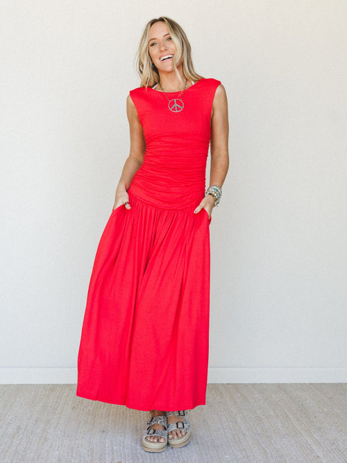 Here for Sunshine Dress - Cherry Tomato