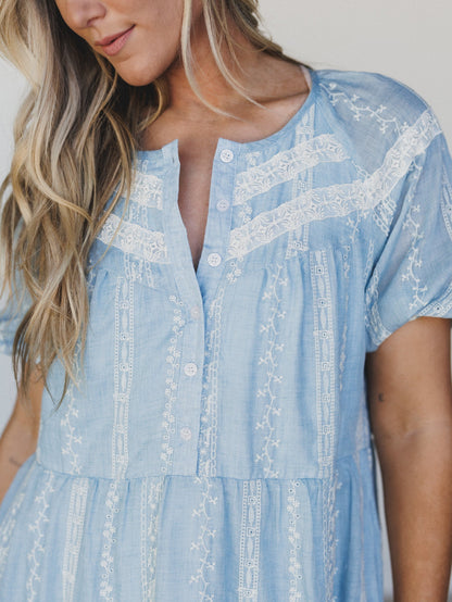 Floral Dance Dress - Cloud Wash