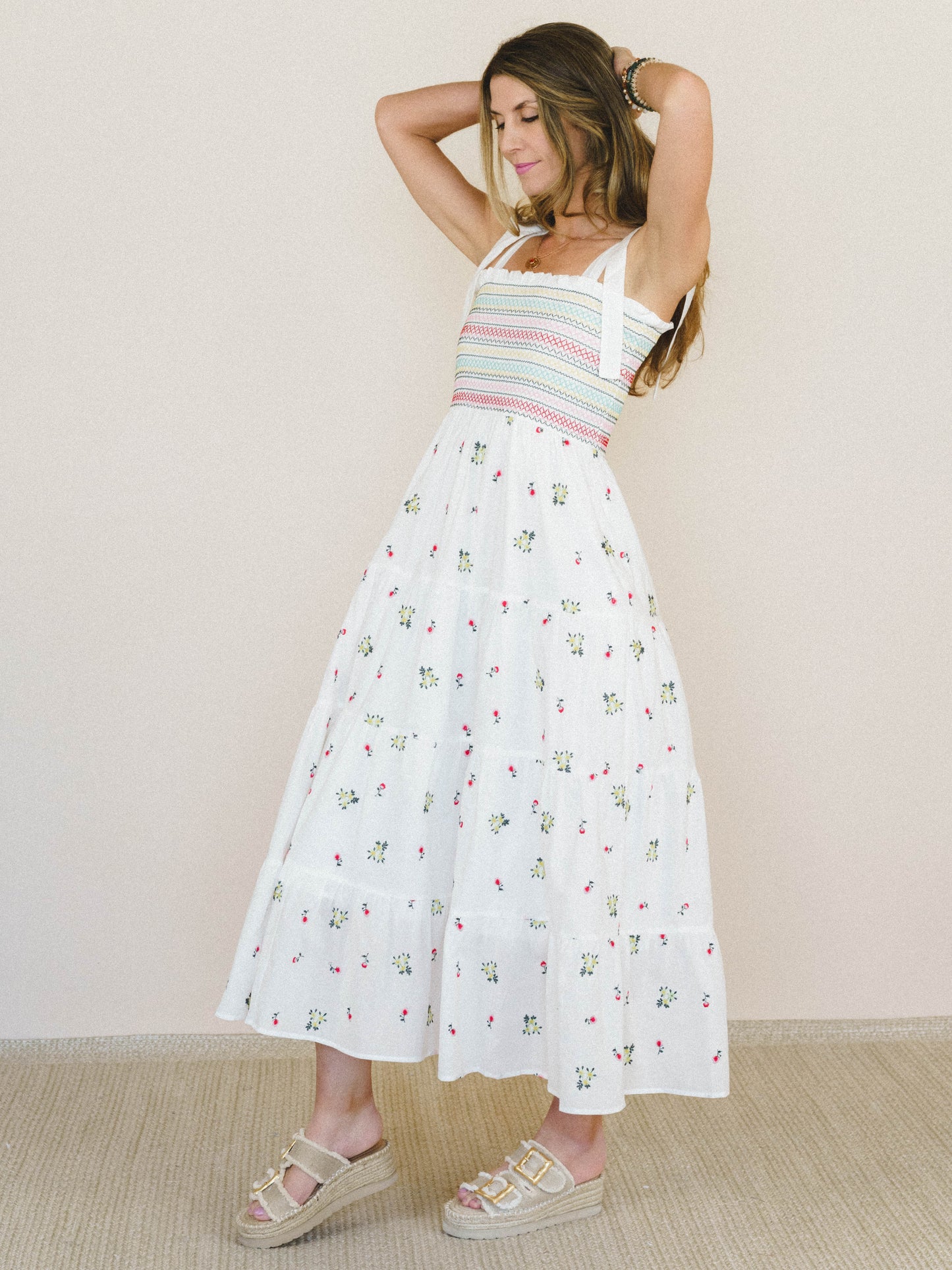 Santorini Embroidered Dress - Off White