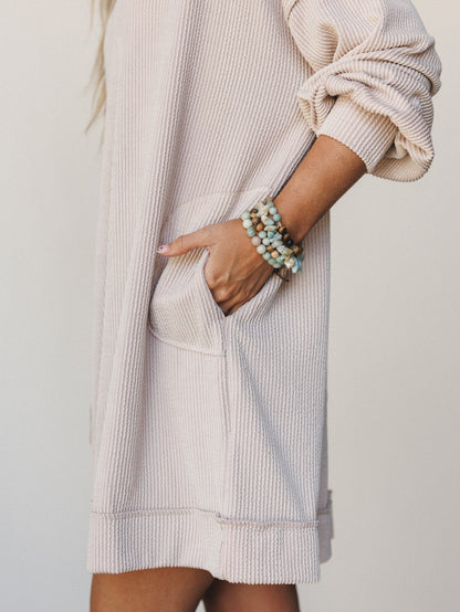 The Nest Moon Glow Long Sleeve Dress  - Cream