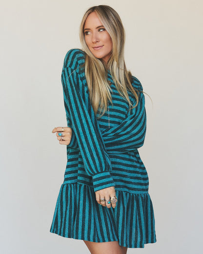 The Nest Endless Love Cuff Sleeve Dress - Teal