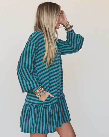 The Nest Endless Love Cuff Sleeve Dress - Teal