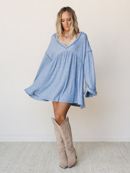The Nest Carefree Mini Dress - Two Tone Denim