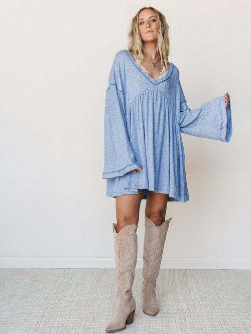 The Nest Carefree Mini Dress - Two Tone Denim
