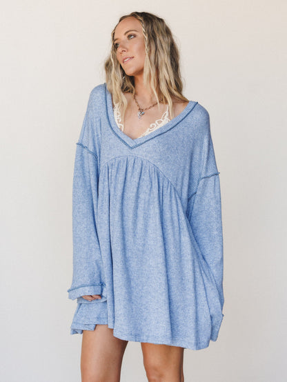 The Nest Carefree Mini Dress - Two Tone Denim