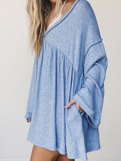 The Nest Carefree Mini Dress - Two Tone Denim