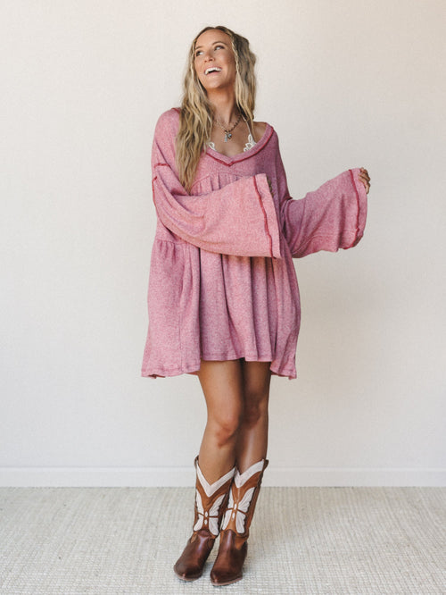 The Nest Carefree Mini Dress - Two Tone Mauve