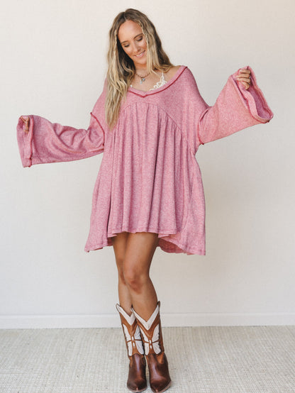 The Nest Carefree Mini Dress - Two Tone Mauve