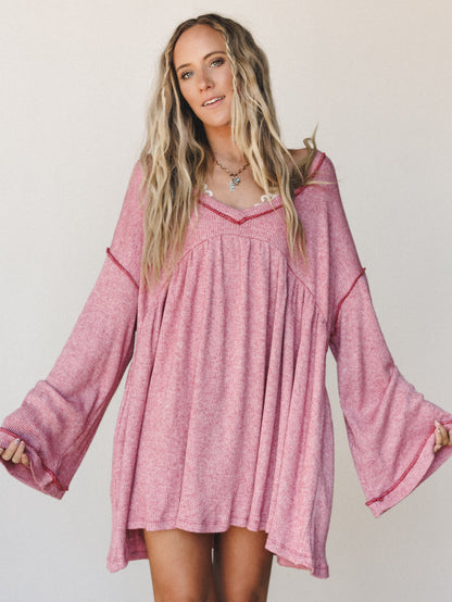 The Nest Carefree Mini Dress - Two Tone Mauve