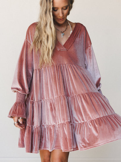 The Nest Maddie Velvet Dress - Dusty Mauve