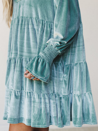 The Nest Maddie Velvet Dress - Seafoam
