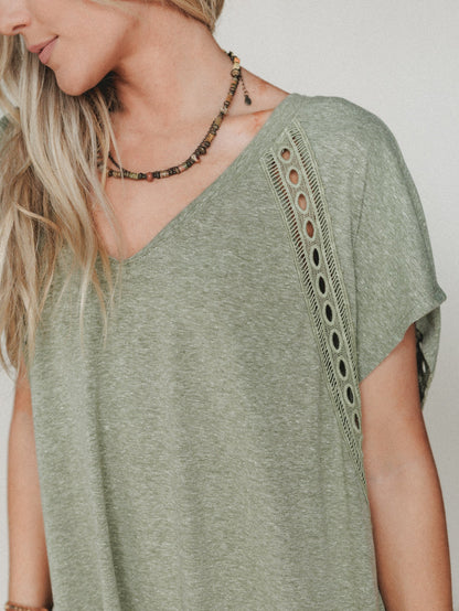 The Nest Camden Lace Tee Dress - Olive