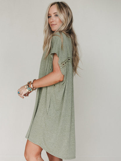 The Nest Camden Lace Tee Dress - Olive