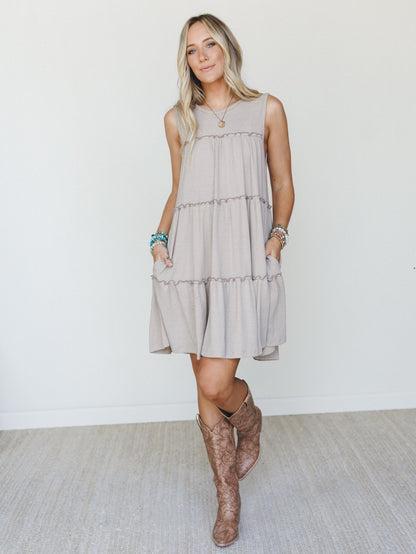 The Nest Dreamy Tiers Dress - Taupe