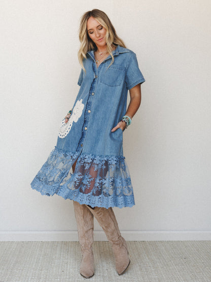 Flower Patch Maxi Dress - Denim