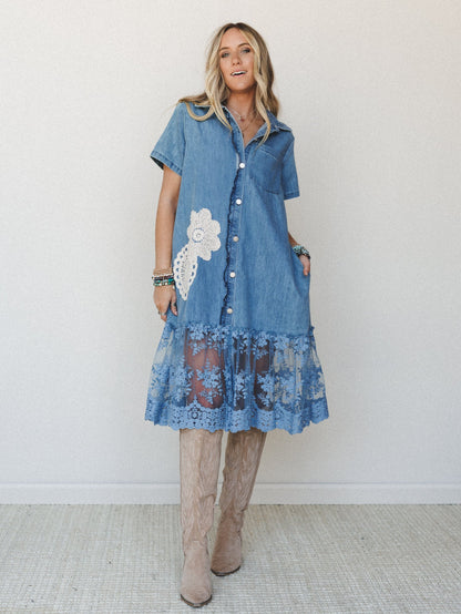 Flower Patch Maxi Dress - Denim