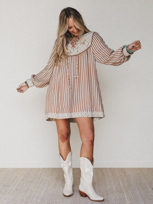 Amber Dress - Almond Stripe
