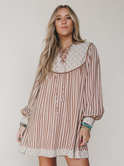 Amber Dress - Almond Stripe
