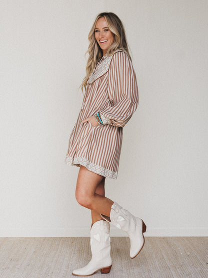 Amber Dress - Almond Stripe