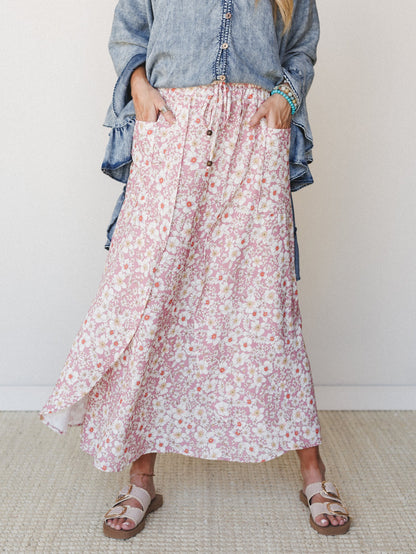 The Nest Stasia Printed Tulip Skirt - Rose