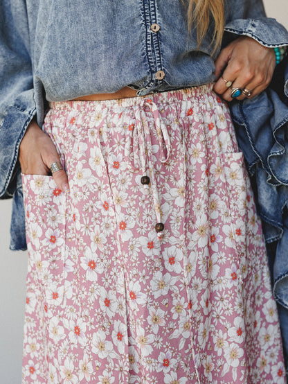 The Nest Stasia Printed Tulip Skirt - Rose
