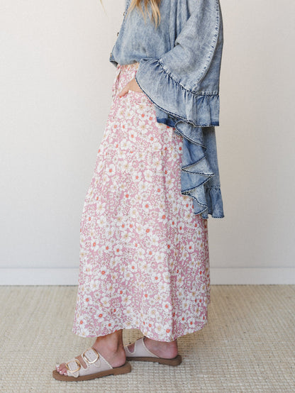 The Nest Stasia Printed Tulip Skirt - Rose