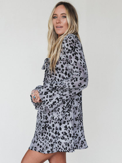Catwalk Mini Dress  - Grey Leopard