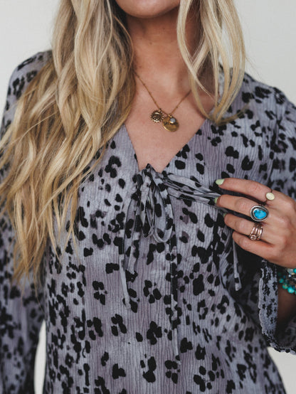 Catwalk Mini Dress  - Grey Leopard