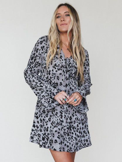 Catwalk Mini Dress  - Grey Leopard