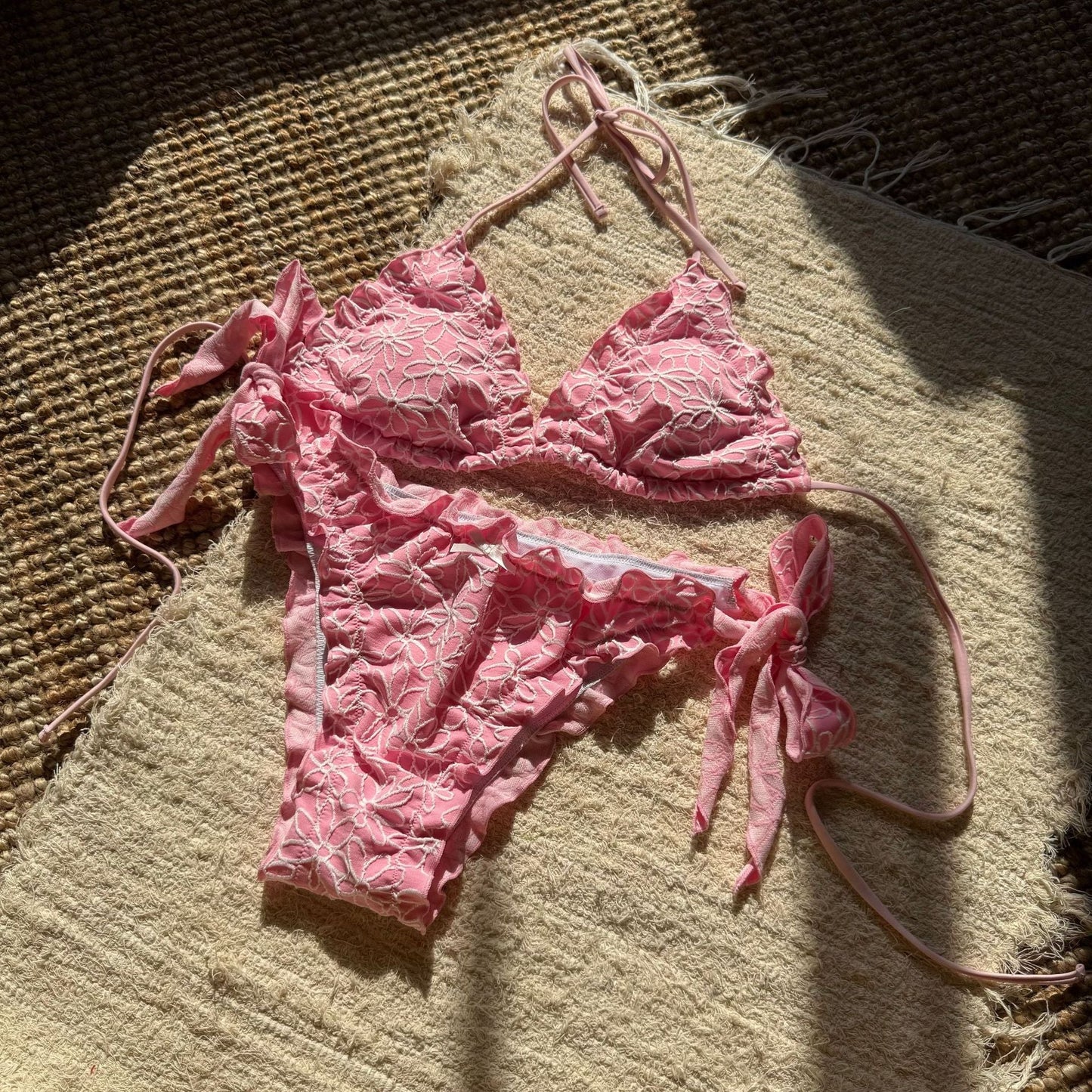 Floral Embroidery Bikini Set