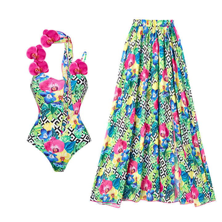 Floral One-Shoulder One-Piece Swimsuit