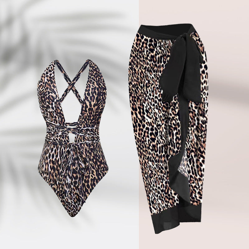 Leopard Print One-Piece Swimsuit