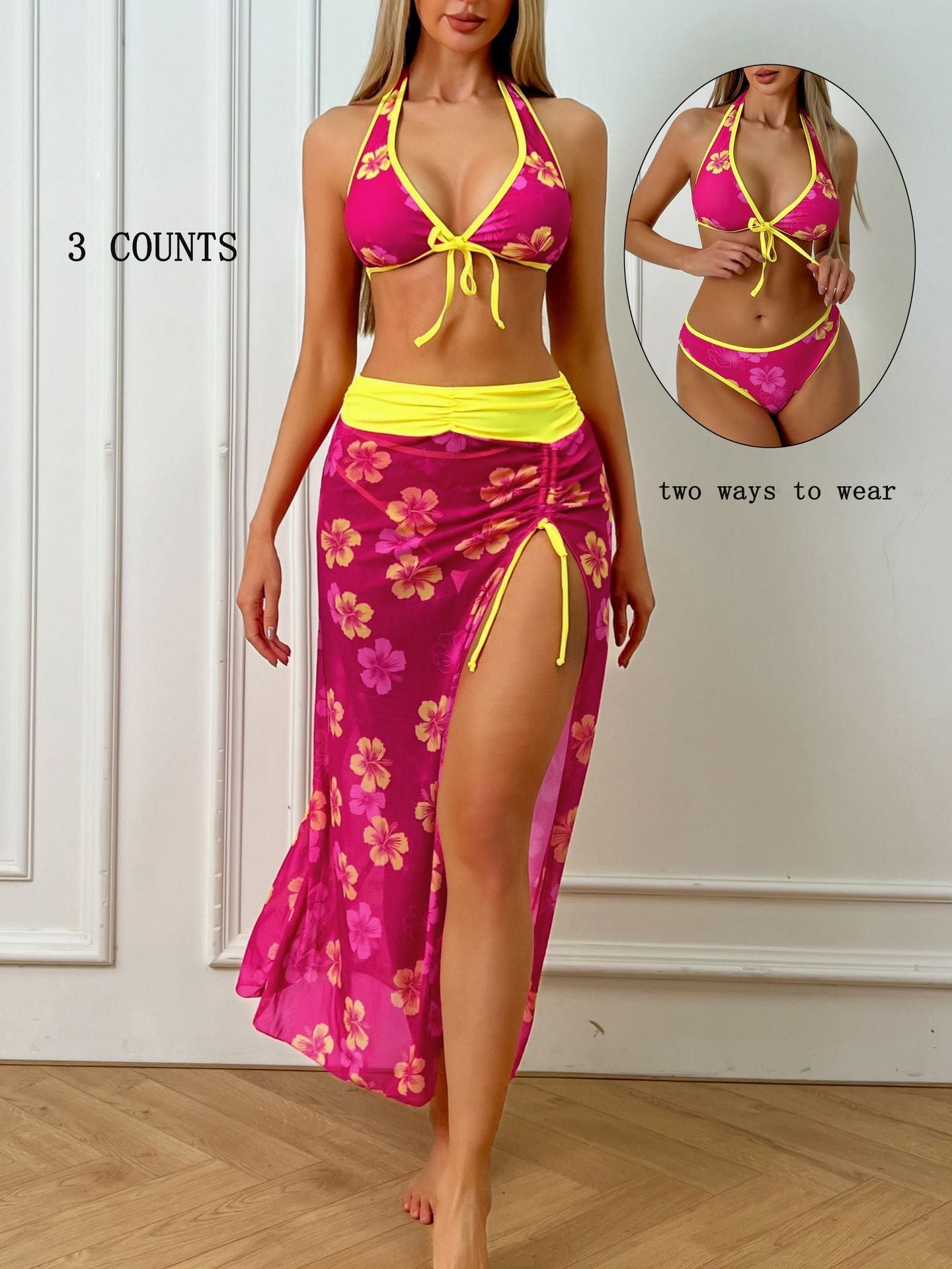 Halter Lace One-Piece Swimsuit