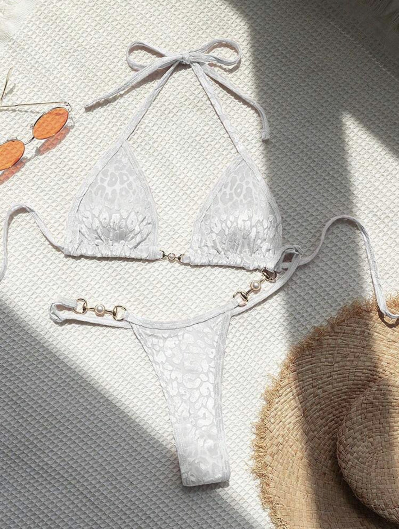 Pearl Trim Bikini Set