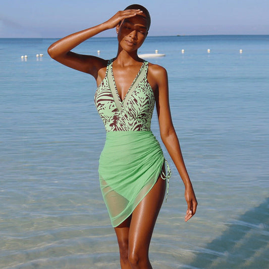 Mesh Patchwork One-Piece Swimsuit