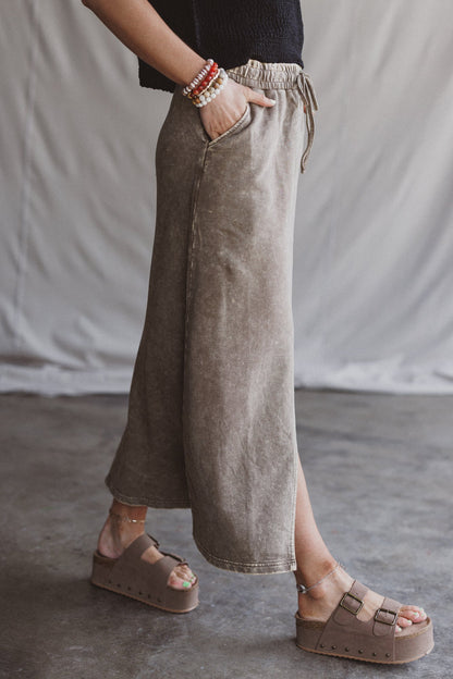 Sunfade Front Slit Maxi Skirt - Mocha