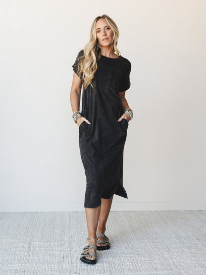 Tee It Up Maxi Tee Dress - Ash Black