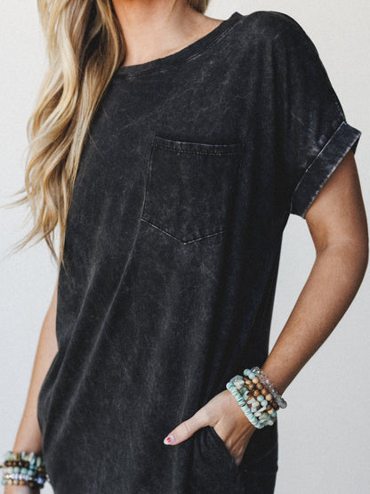 Tee It Up Maxi Tee Dress - Ash Black