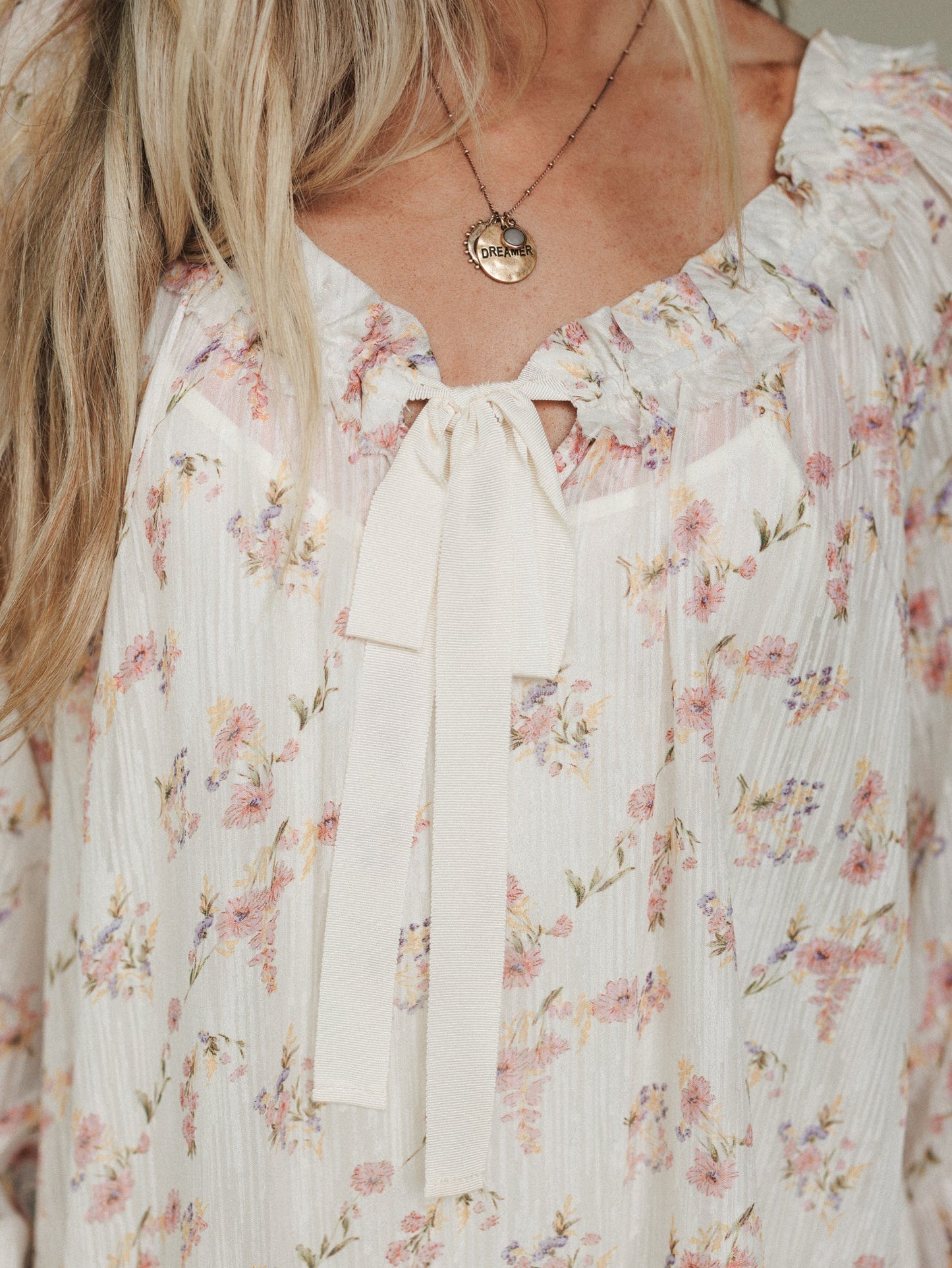 Beth Floral Print Dress - Cream